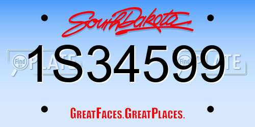 1S34599 South Dakota License Plate