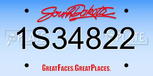 1S34822 South Dakota License Plate