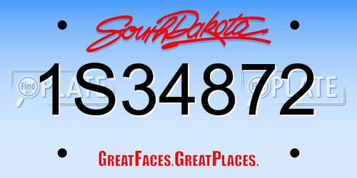 1S34872 South Dakota License Plate