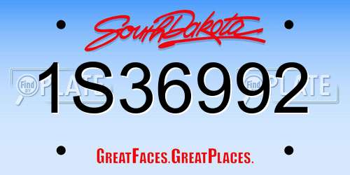 1S36992 South Dakota License Plate