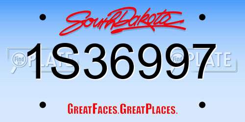 1S36997 South Dakota License Plate
