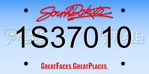 1S37010 South Dakota License Plate