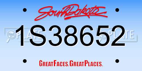 1S38652 South Dakota License Plate