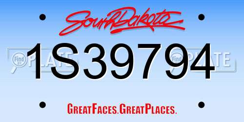 1S39794 South Dakota License Plate