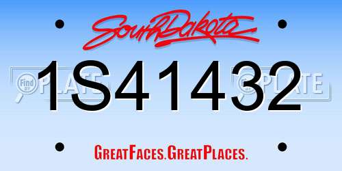 1S41432 South Dakota License Plate