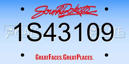 1S43109 South Dakota License Plate