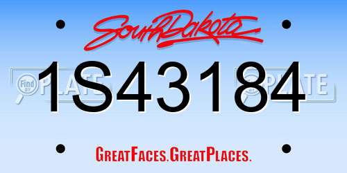 1S43184 South Dakota License Plate