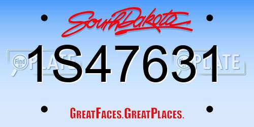 1S47631 South Dakota License Plate