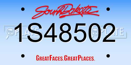 1S48502 South Dakota License Plate