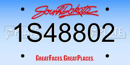 1S48802 South Dakota License Plate