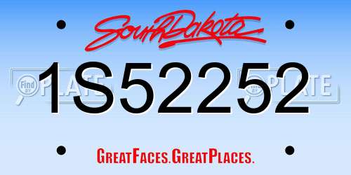 1S52252 South Dakota License Plate