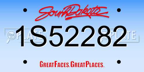 1S52282 South Dakota License Plate