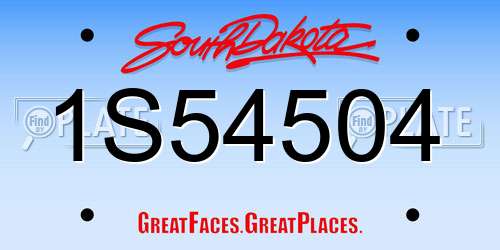1S54504 South Dakota License Plate