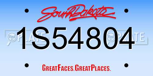 1S54804 South Dakota License Plate