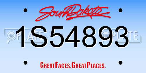 1S54893 South Dakota License Plate
