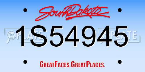 1S54945 South Dakota License Plate