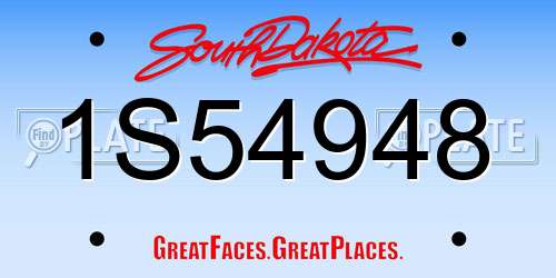 1S54948 South Dakota License Plate