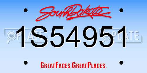 1S54951 South Dakota License Plate