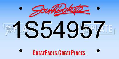 1S54957 South Dakota License Plate