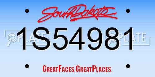 1S54981 South Dakota License Plate