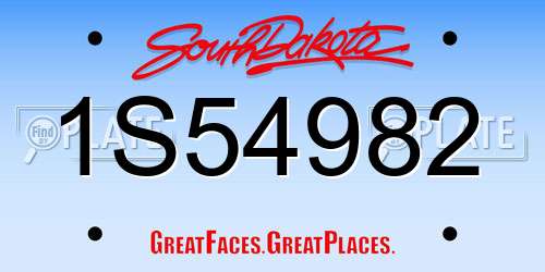 1S54982 South Dakota License Plate