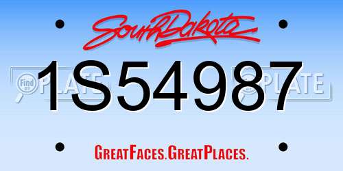 1S54987 South Dakota License Plate