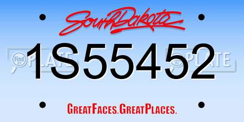1S55452 South Dakota License Plate