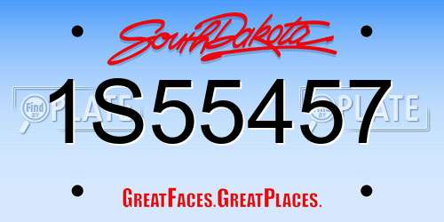 1S55457 South Dakota License Plate