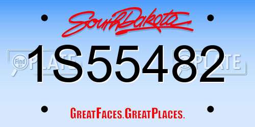 1S55482 South Dakota License Plate