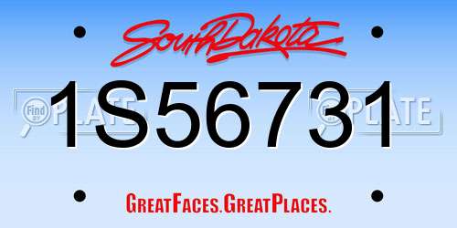 1S56731 South Dakota License Plate