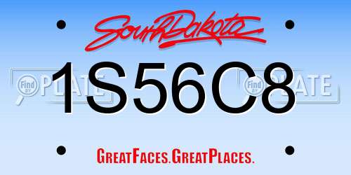 1S56C8 South Dakota License Plate