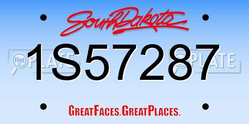 1S57287 South Dakota License Plate