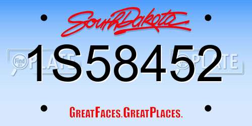1S58452 South Dakota License Plate