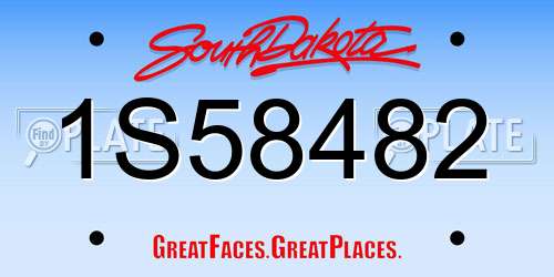 1S58482 South Dakota License Plate