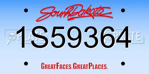 1S59364 South Dakota License Plate