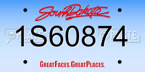 1S60874 South Dakota License Plate