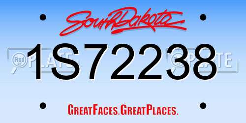 1S72238 South Dakota License Plate