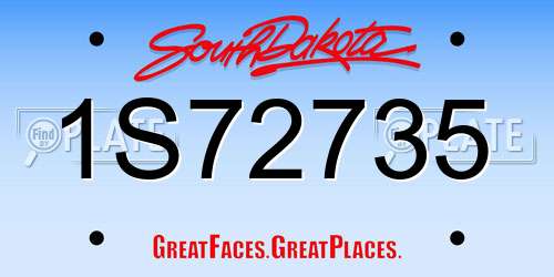 1S72735 South Dakota License Plate