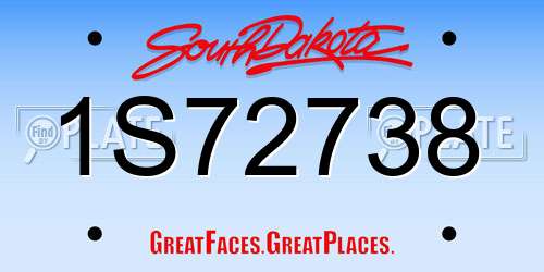 1S72738 South Dakota License Plate