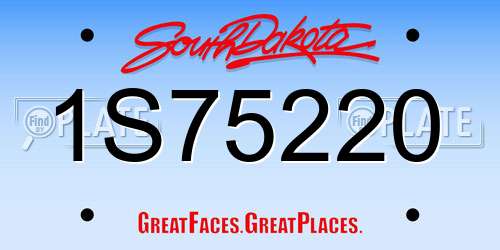 1S75220 South Dakota License Plate