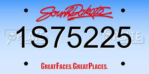 1S75225 South Dakota License Plate