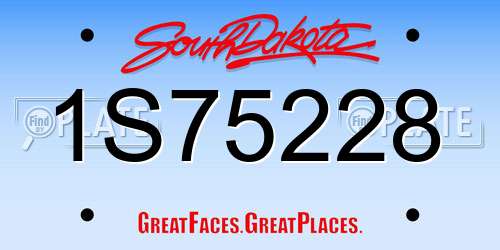 1S75228 South Dakota License Plate