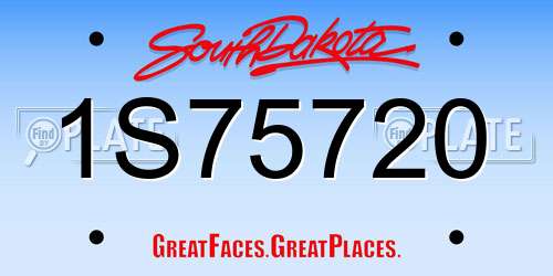 1S75720 South Dakota License Plate