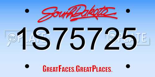 1S75725 South Dakota License Plate