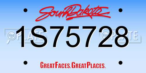 1S75728 South Dakota License Plate