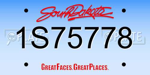1S75778 South Dakota License Plate