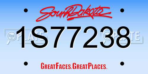 1S77238 South Dakota License Plate