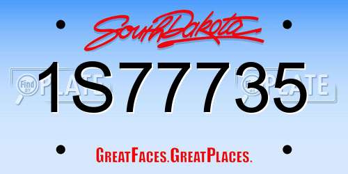 1S77735 South Dakota License Plate