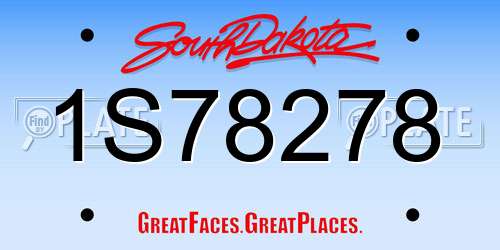 1S78278 South Dakota License Plate
