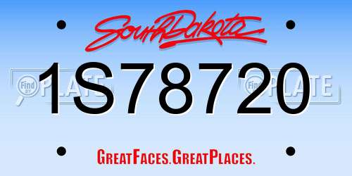 1S78720 South Dakota License Plate